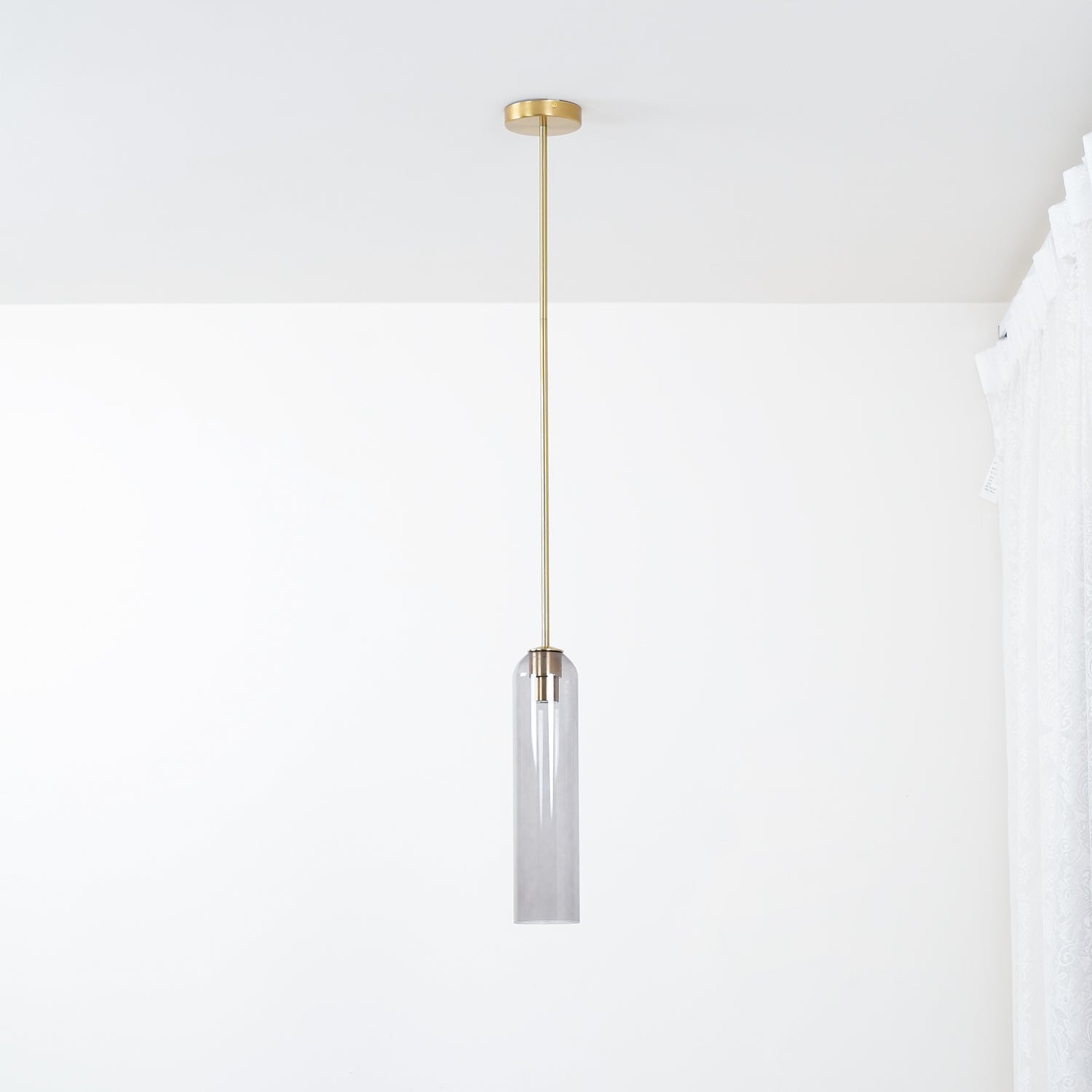 Modern Cylindrical Long Tube Glass Pendant Lamp Minimalist Hanging Ceiling Fixture