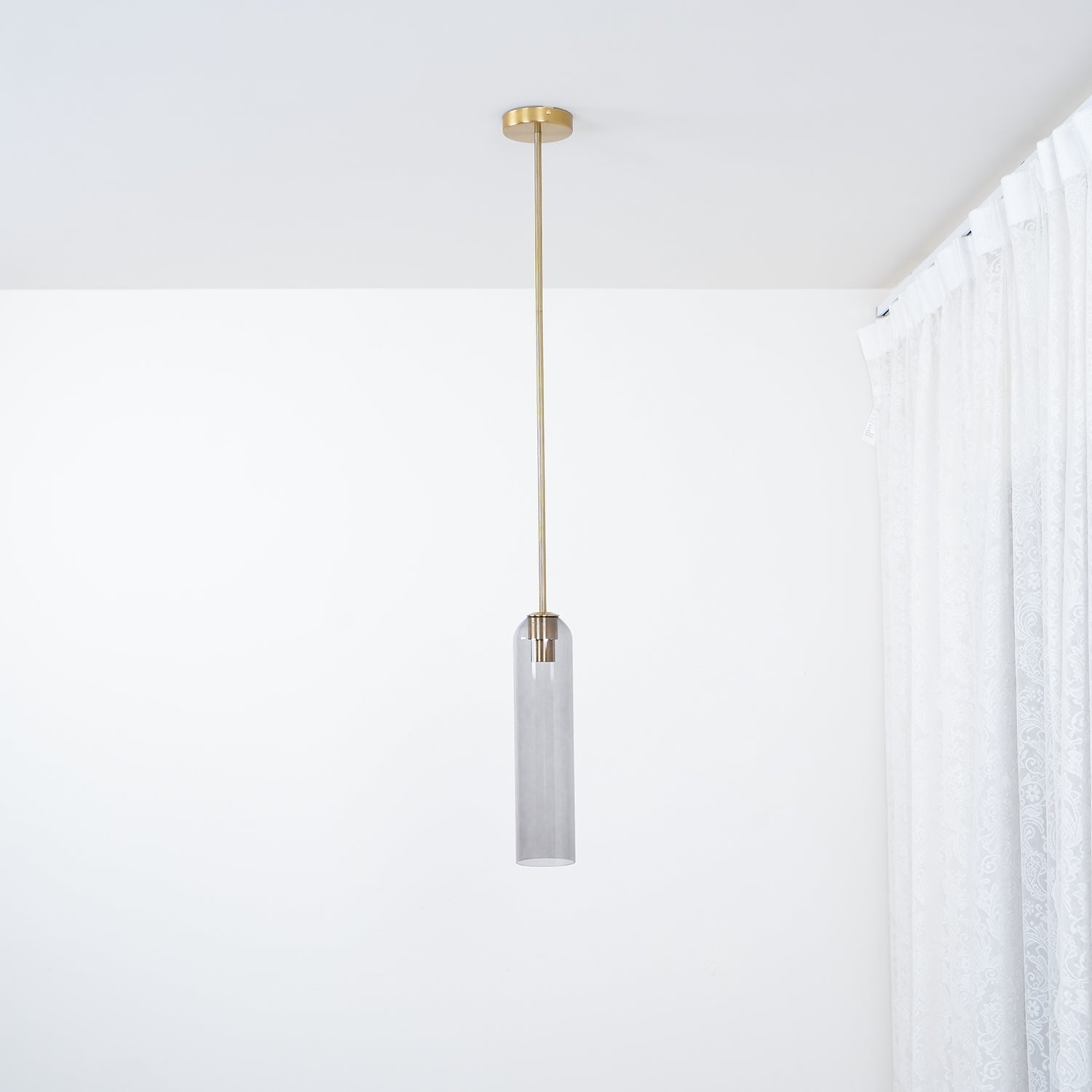 Modern Cylindrical Long Tube Glass Pendant Lamp Minimalist Hanging Ceiling Fixture