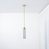 Modern Cylindrical Long Tube Glass Pendant Lamp Minimalist Hanging Ceiling Fixture