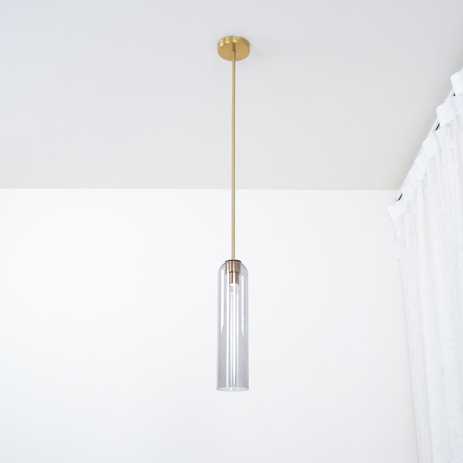 Modern Cylindrical Long Tube Glass Pendant Lamp Minimalist Hanging Ceiling Fixture