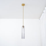 Modern Cylindrical Long Tube Glass Pendant Lamp Minimalist Hanging Ceiling Fixture