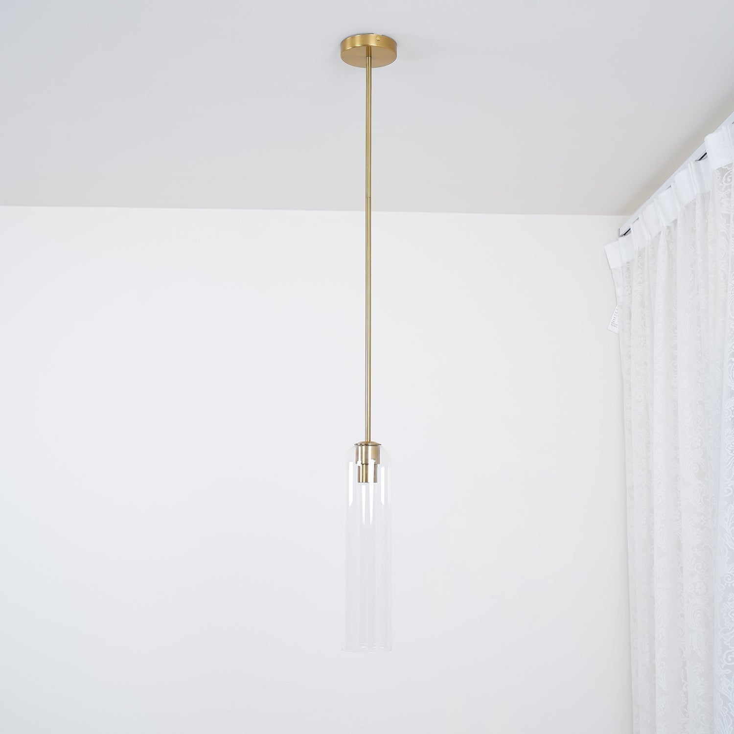 Modern Cylindrical Long Tube Glass Pendant Lamp Minimalist Hanging Ceiling Fixture