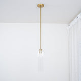 Modern Cylindrical Long Tube Glass Pendant Lamp Minimalist Hanging Ceiling Fixture