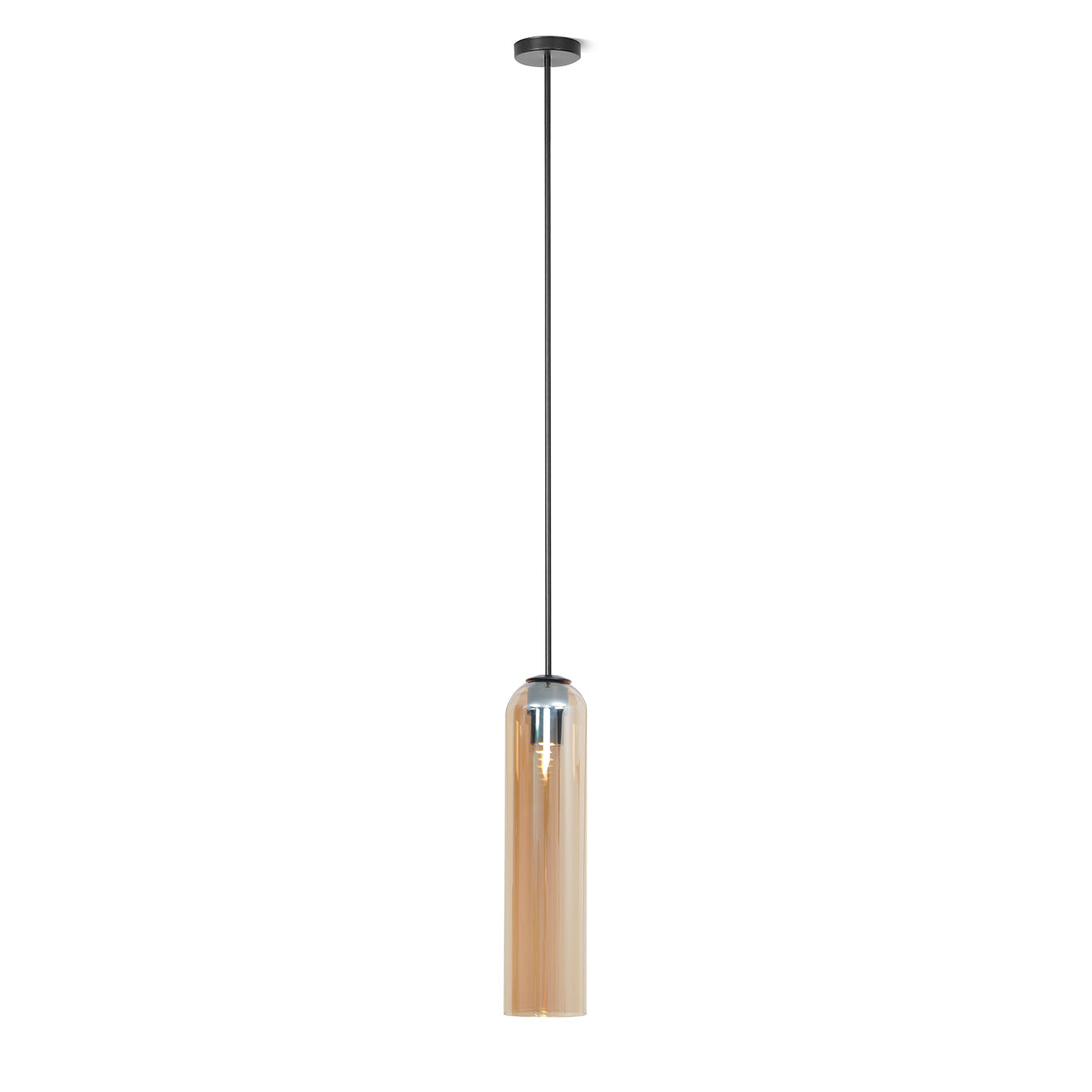 Modern Cylindrical Long Tube Glass Pendant Lamp Minimalist Hanging Ceiling Fixture
