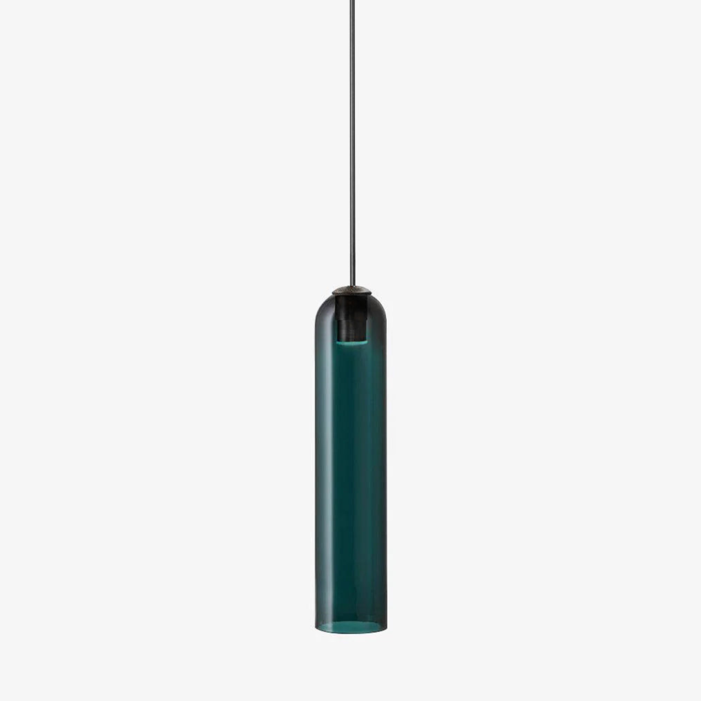 Modern Cylindrical Long Tube Glass Pendant Lamp Minimalist Hanging Ceiling Fixture