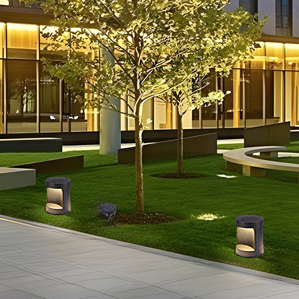 Modern Cylindrical Outdoor LED Lawn Lamp Waterproof Landscape Pathway Lighting