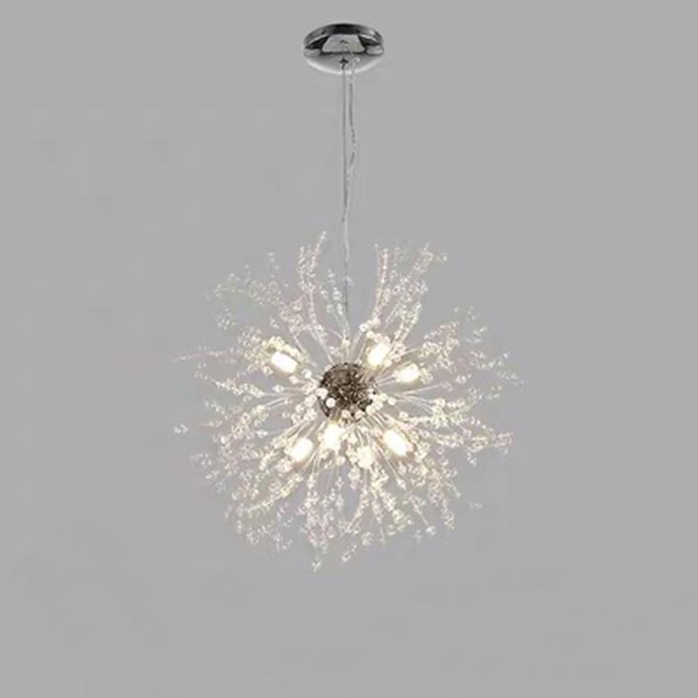 Modern Dandelion Crystal Globe Chandelier LED Metal Pendant Ceiling Light Fixture