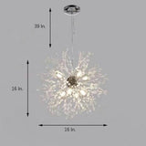 Modern Dandelion Crystal Globe Chandelier LED Metal Pendant Ceiling Light Fixture