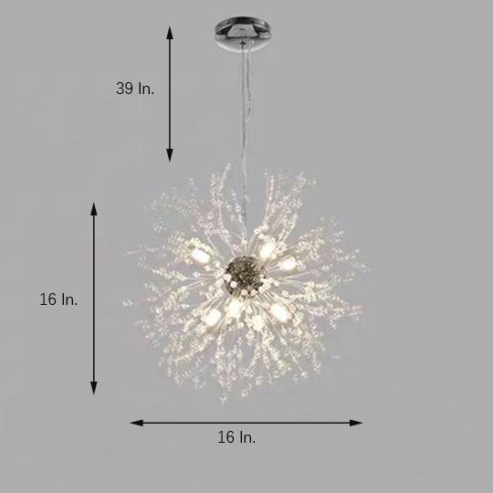 Modern Dandelion Crystal Globe Chandelier LED Metal Pendant Ceiling Light Fixture