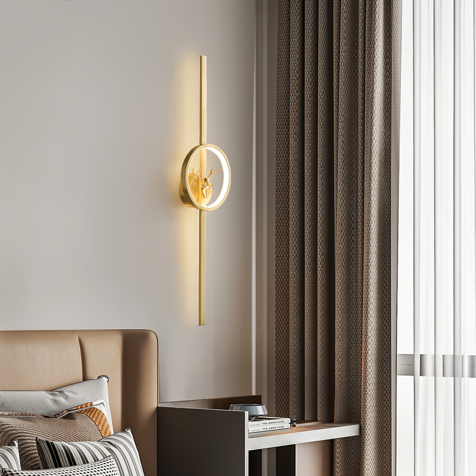 Modern Decorative Deer Brass Wall Sconce LED Light Fixture for Home Interiors