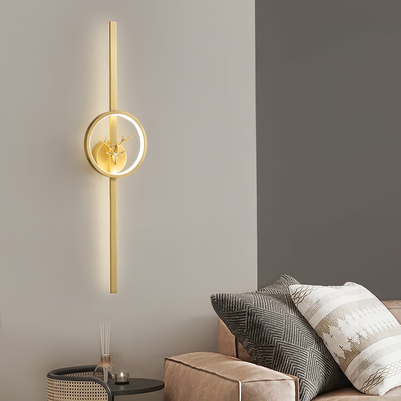 Modern Decorative Deer Brass Wall Sconce LED Light Fixture for Home Interiors