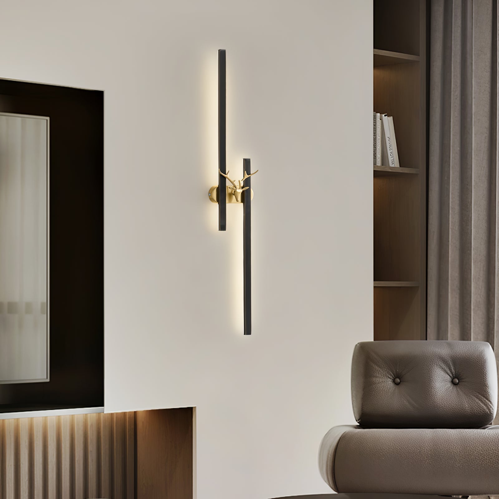 Modern Decorative Deer Brass Wall Sconce LED Light Fixture for Home Interiors