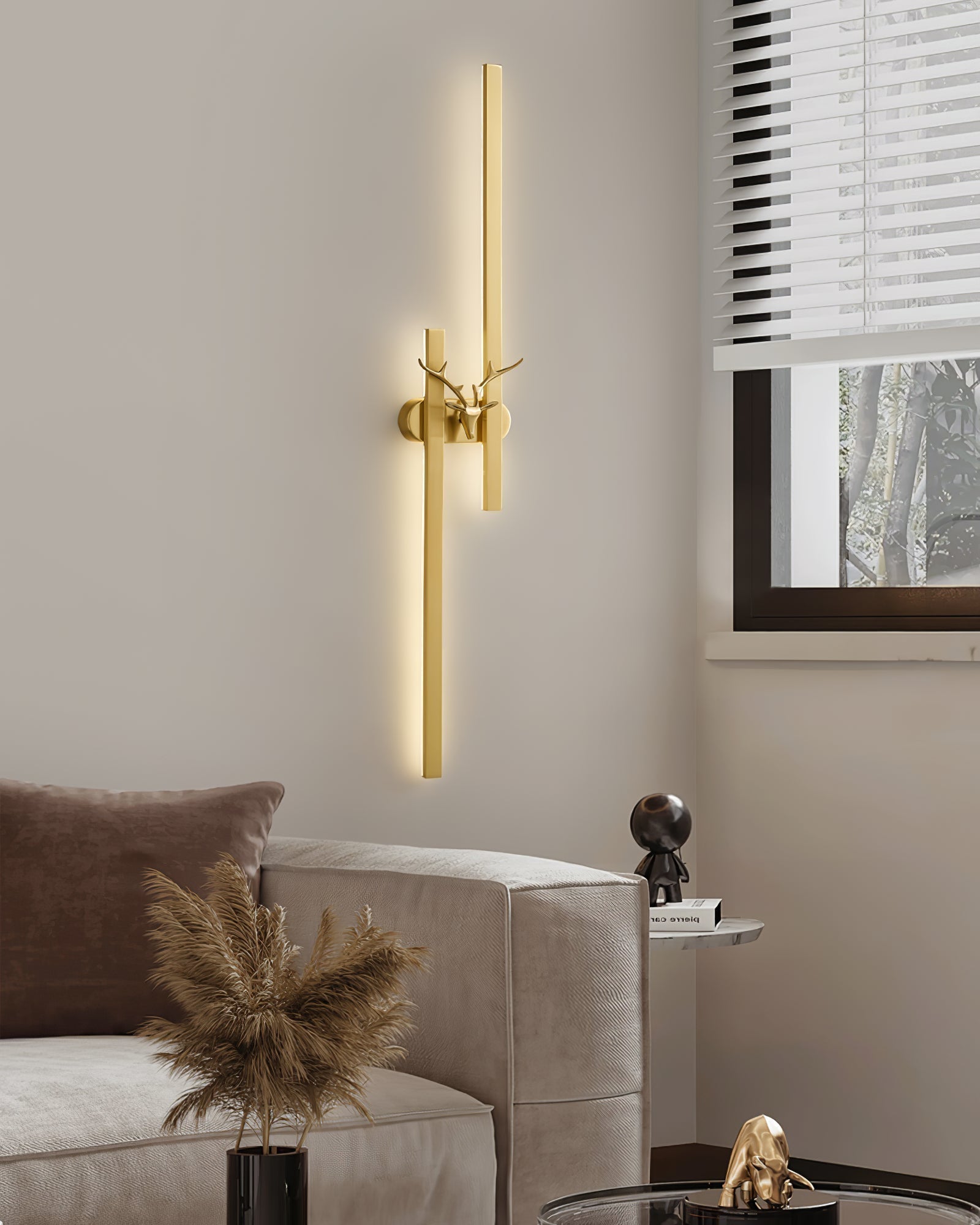 Modern Decorative Deer Brass Wall Sconce LED Light Fixture for Home Interiors