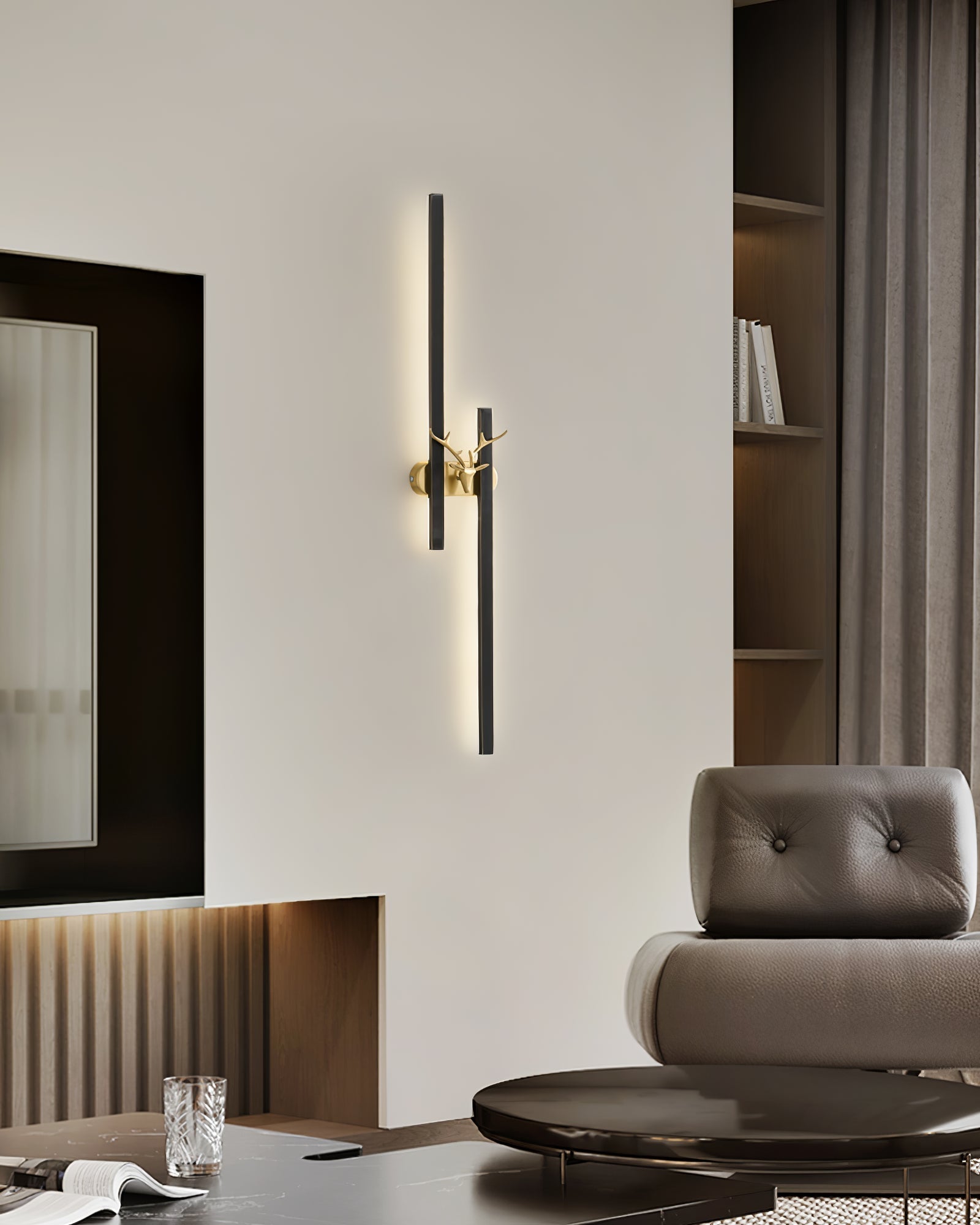 Modern Decorative Deer Brass Wall Sconce LED Light Fixture for Home Interiors