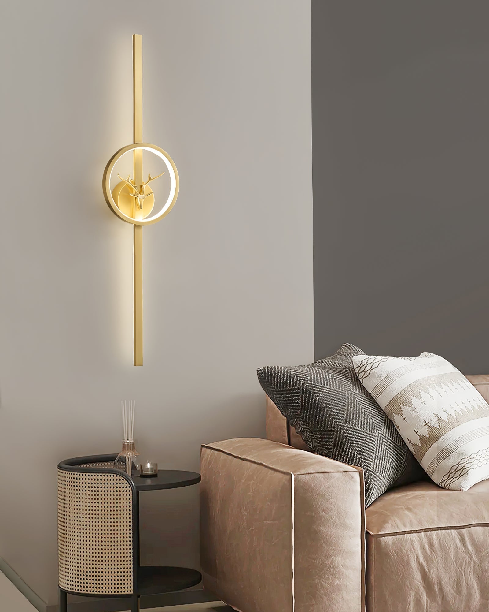 Modern Decorative Deer Brass Wall Sconce LED Light Fixture for Home Interiors