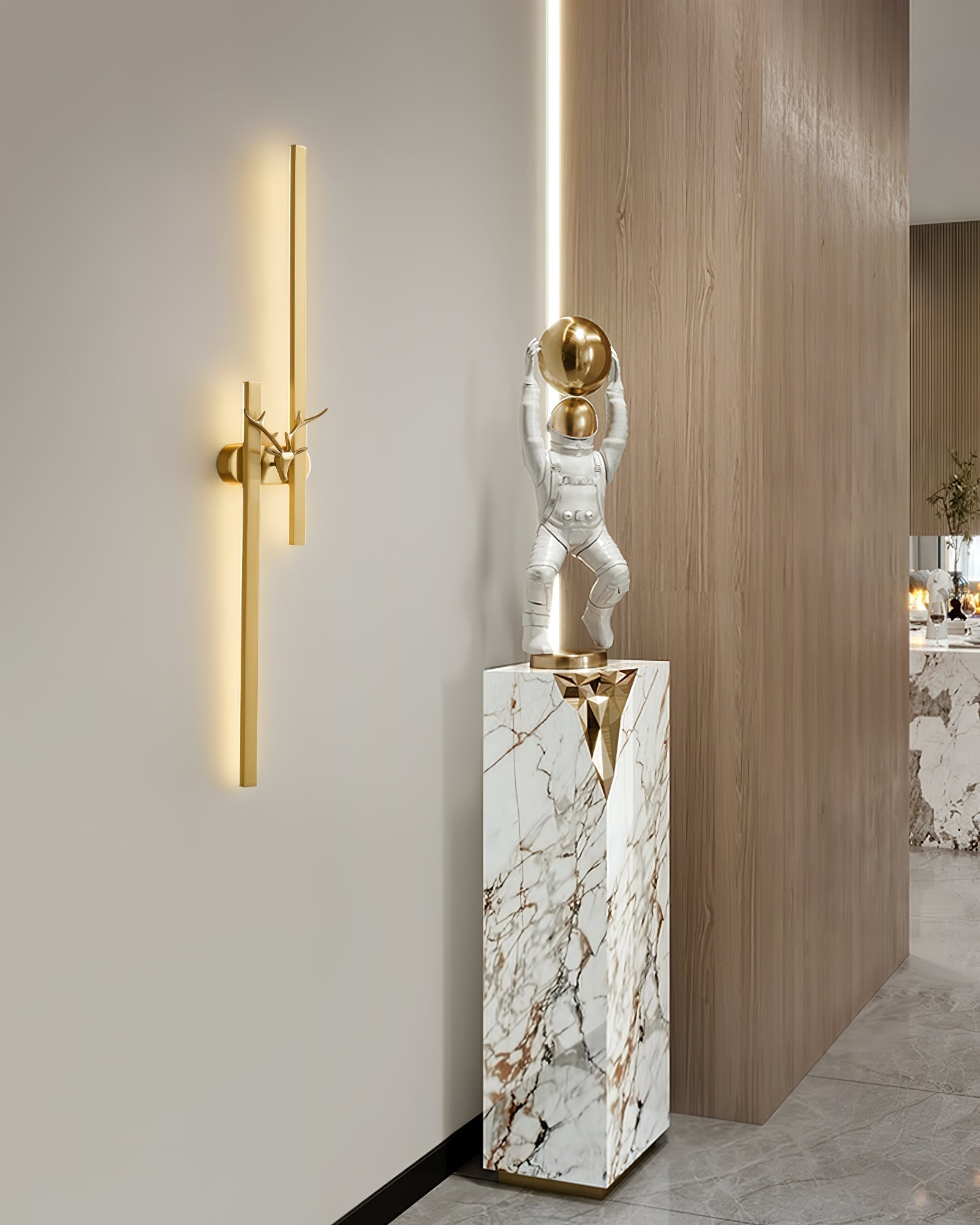 Modern Decorative Deer Brass Wall Sconce LED Light Fixture for Home Interiors