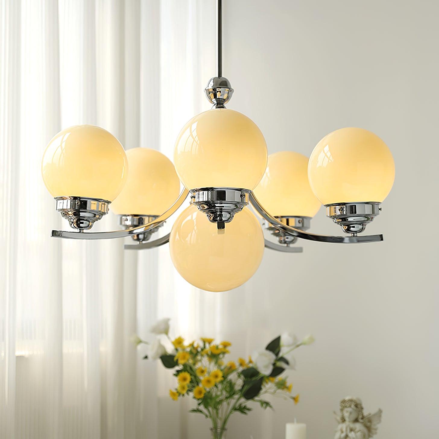 Modern Dewdrop Glass Globe Chandelier Art Deco Pendant Lighting for Living Room