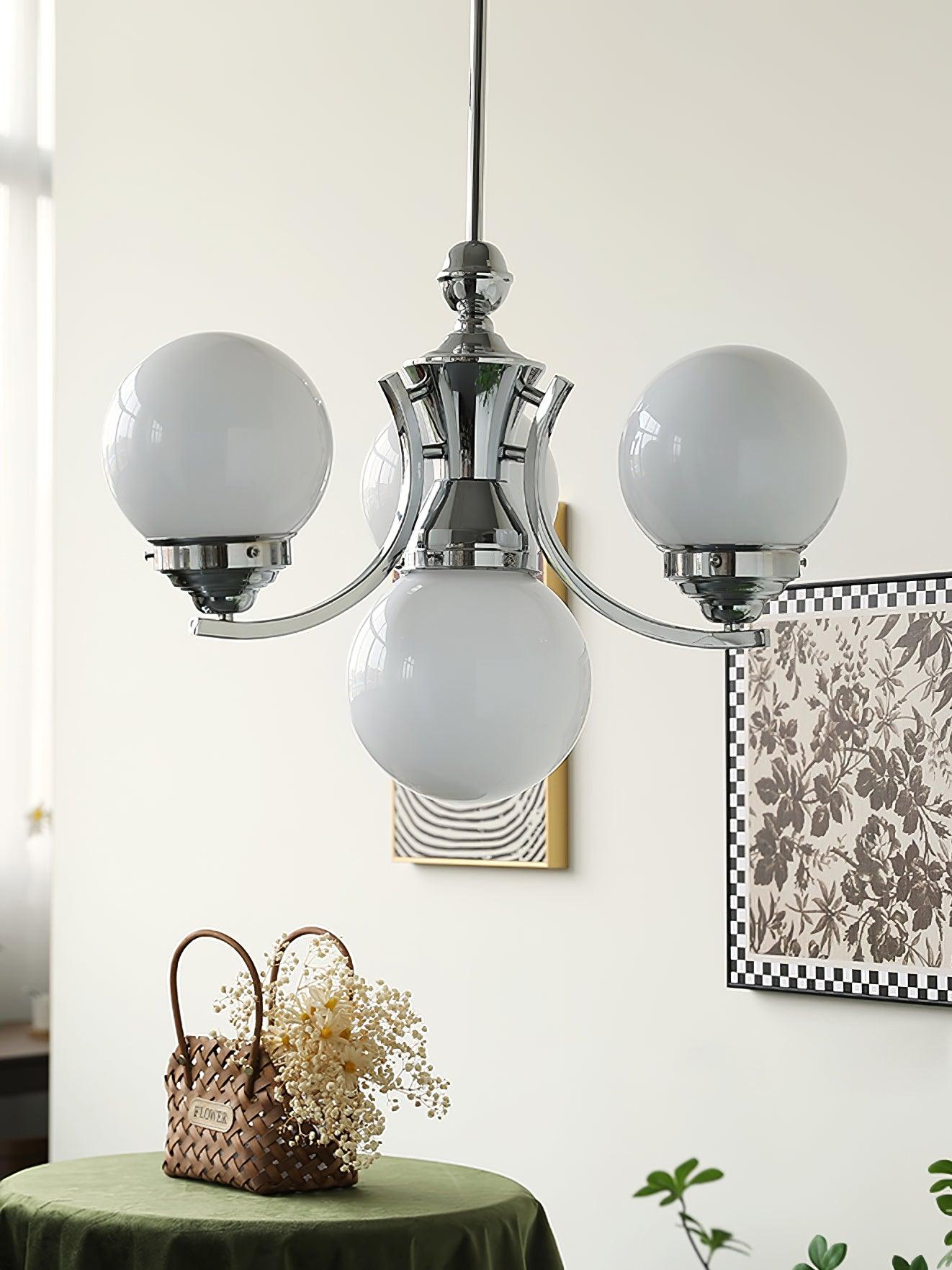 Modern Dewdrop Glass Globe Chandelier Art Deco Pendant Lighting for Living Room