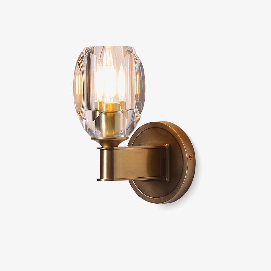 Modern Diamond Crystal Wall Sconce Luxury Brass LED Vanity Light for Bedroom and Hallway