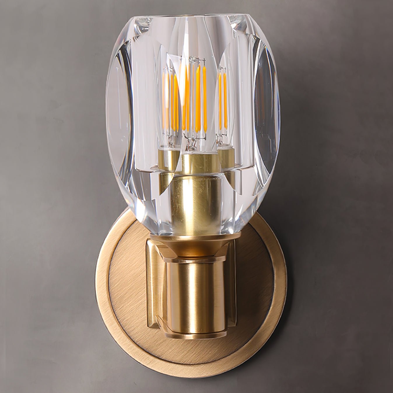 Modern Diamond Crystal Wall Sconce Luxury Brass LED Vanity Light for Bedroom and Hallway