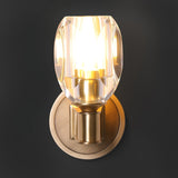 Modern Diamond Crystal Wall Sconce Luxury Brass LED Vanity Light for Bedroom and Hallway
