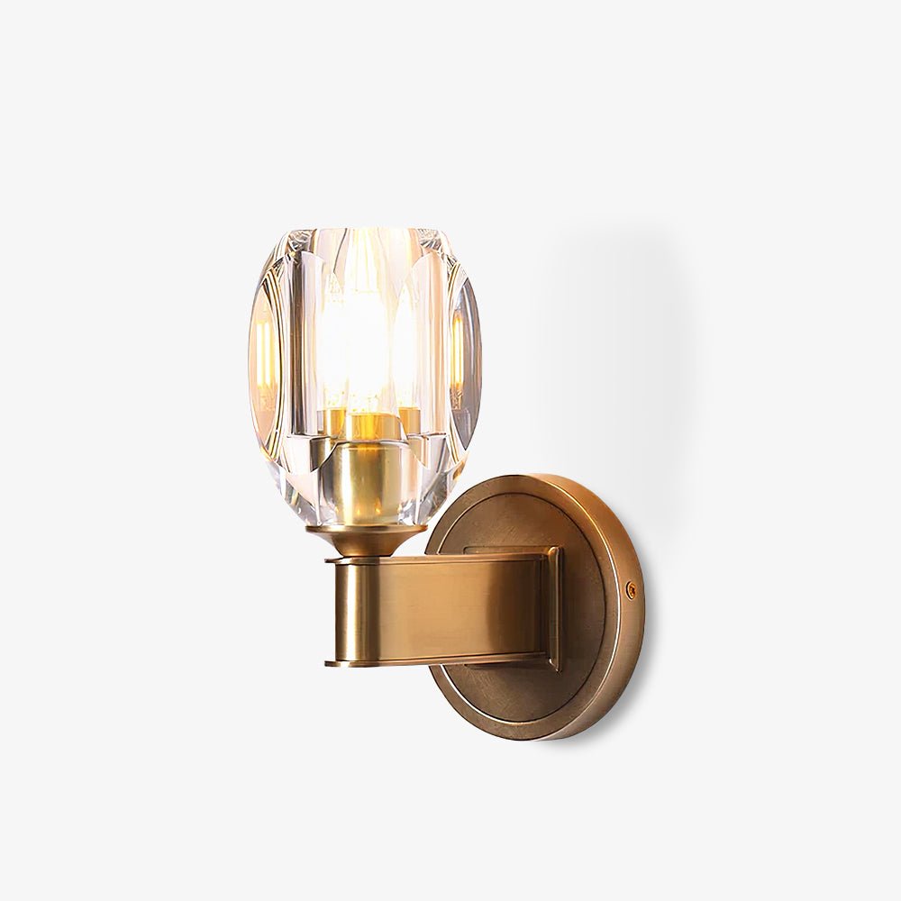 Modern Diamond Crystal Wall Sconce Luxury Brass LED Vanity Light for Bedroom and Hallway