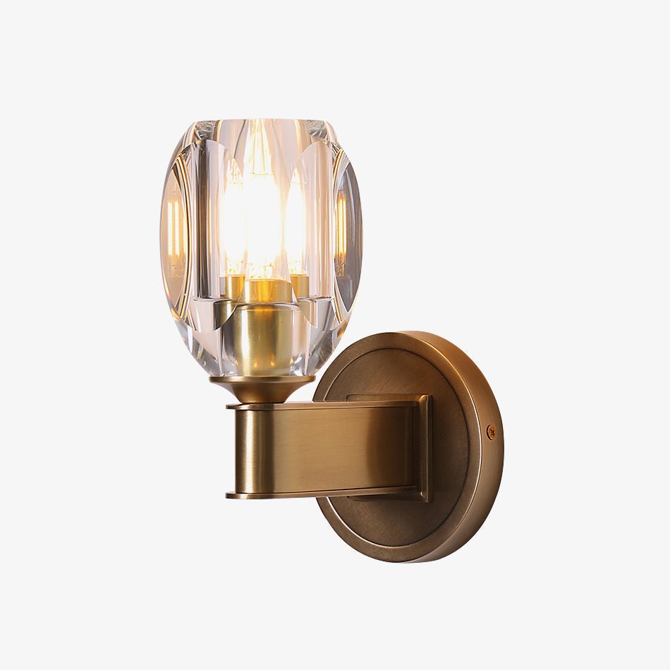 Modern Diamond Crystal Wall Sconce Luxury Brass LED Vanity Light for Bedroom and Hallway