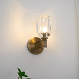 Modern Diamond Crystal Wall Sconce Luxury Brass LED Vanity Light for Bedroom and Hallway