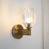 Modern Diamond Crystal Wall Sconce Luxury Brass LED Vanity Light for Bedroom and Hallway