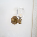 Modern Diamond Crystal Wall Sconce Luxury Brass LED Vanity Light for Bedroom and Hallway