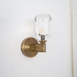 Modern Diamond Crystal Wall Sconce Luxury Brass LED Vanity Light for Bedroom and Hallway