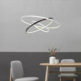 Modern Dimmable 3 Ring LED Pendant Light Adjustable Geometric Circle Chandelier for Dining Room