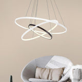 Modern Dimmable 3 Ring LED Pendant Light Adjustable Geometric Circle Chandelier for Dining Room