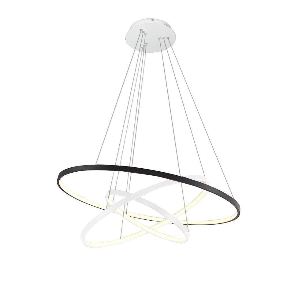 Modern Dimmable 3 Ring LED Pendant Light Adjustable Geometric Circle Chandelier for Dining Room