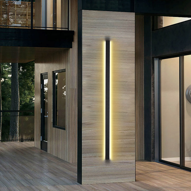 Modern Dimmable Black Metal Long Strip Waterproof LED Outdoor Wall Sconce Lighting