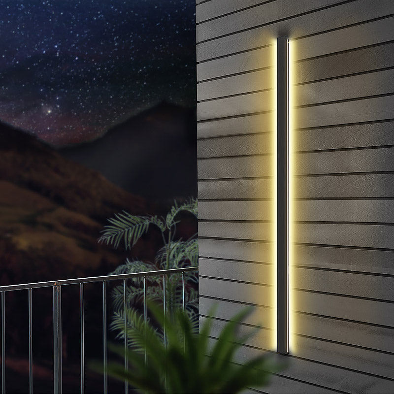 Modern Dimmable Black Metal Long Strip Waterproof LED Outdoor Wall Sconce Lighting