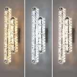 Modern Dimmable LED Crystal Wall Sconce Elegant Double Strip Vanity Light for Living Room