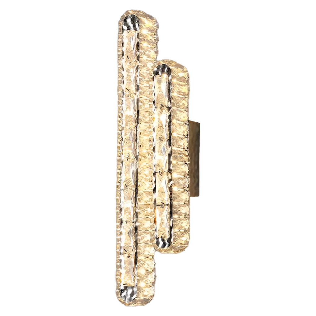 Modern Dimmable LED Crystal Wall Sconce Elegant Double Strip Vanity Light for Living Room