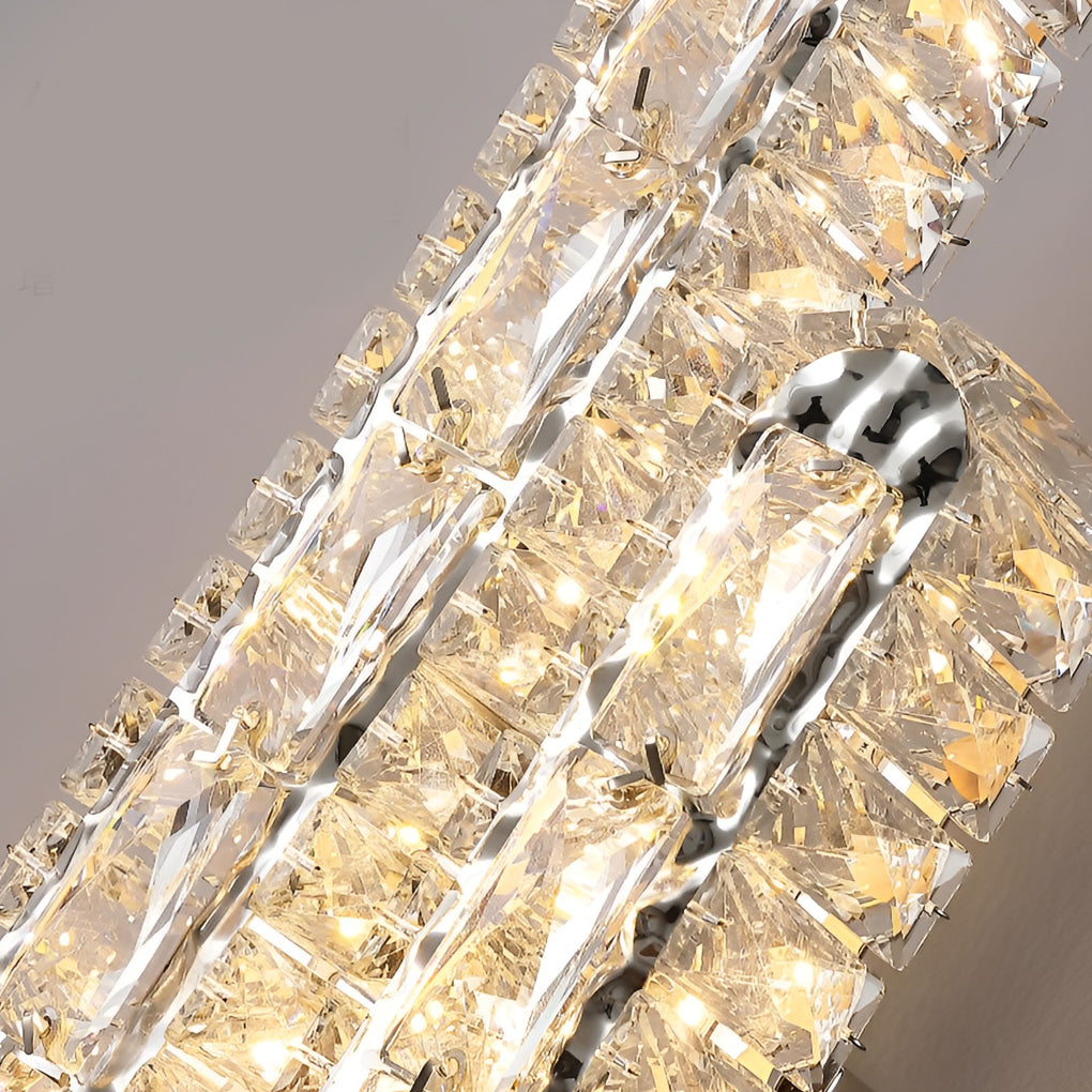 Modern Dimmable LED Crystal Wall Sconce Elegant Double Strip Vanity Light for Living Room
