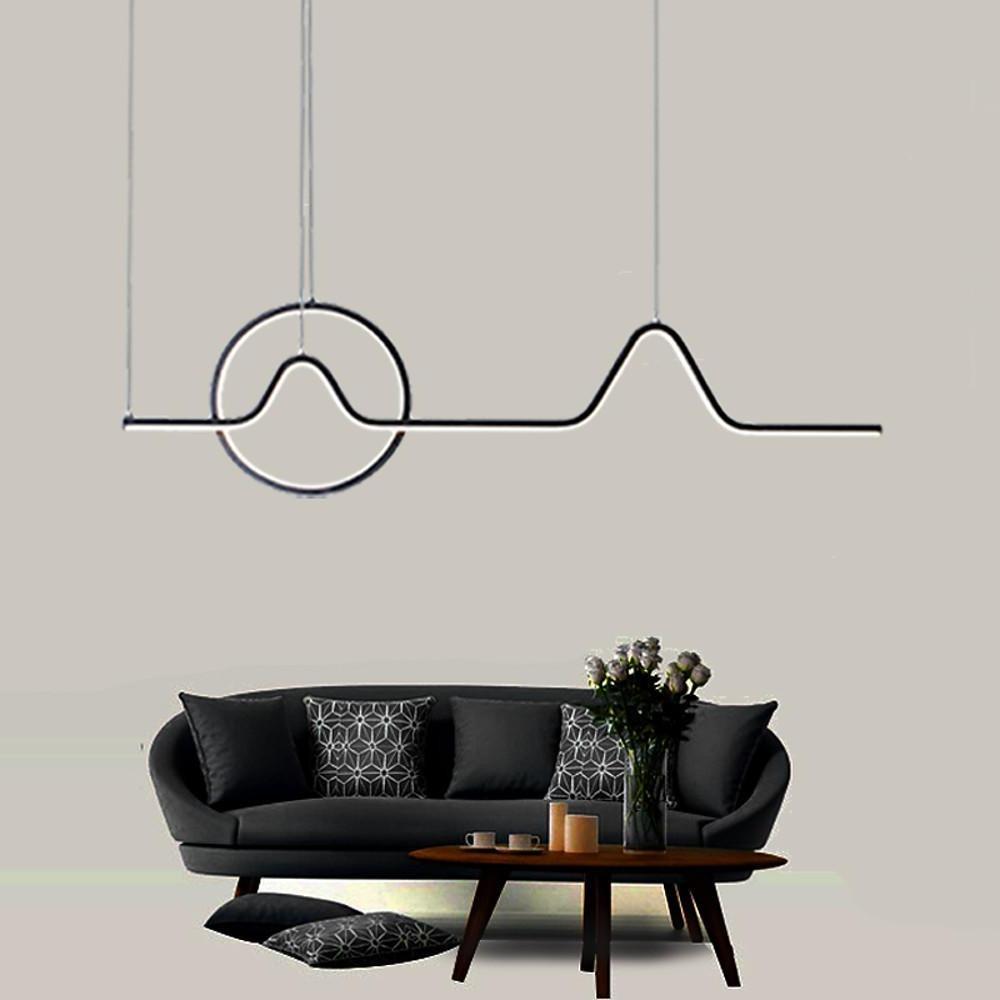Modern Dimmable LED Ring and Linear Pendant Light for Kitchen Island Decor
