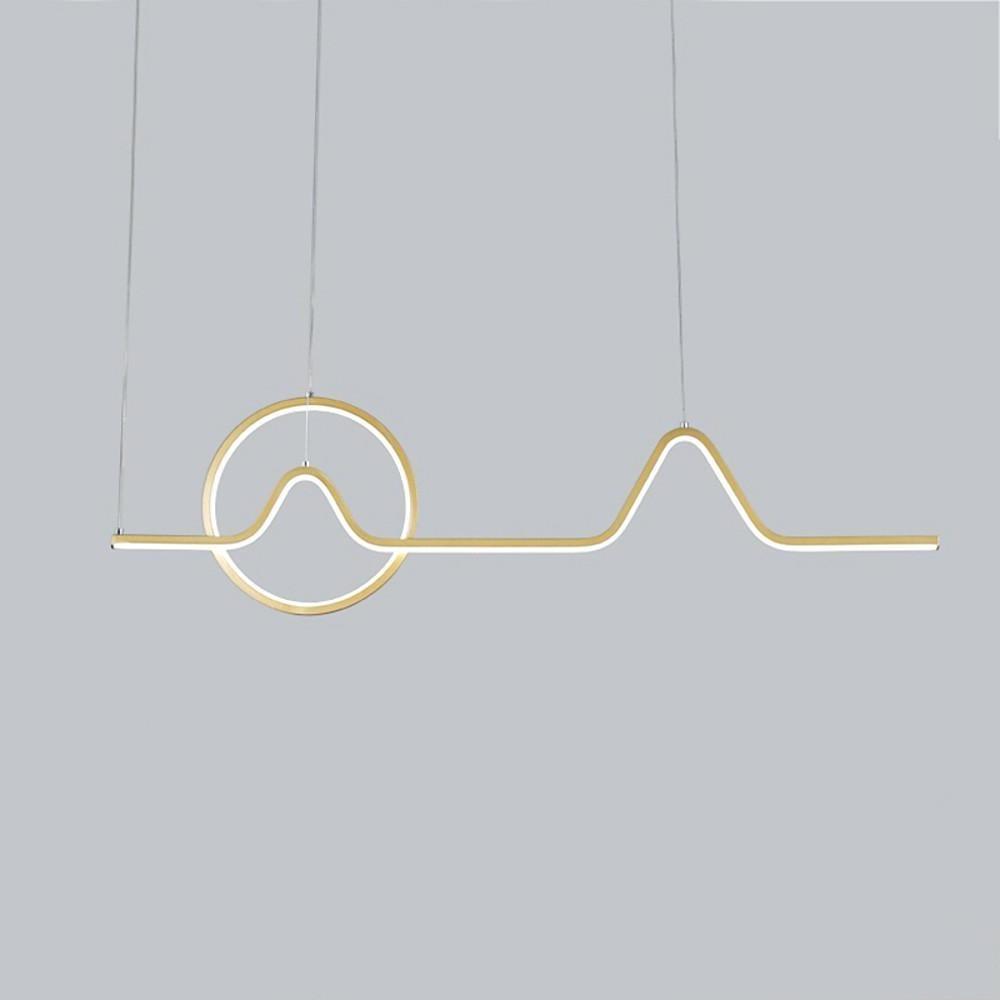 Modern Dimmable LED Ring and Linear Pendant Light for Kitchen Island Decor