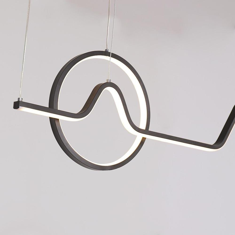 Modern Dimmable LED Ring and Linear Pendant Light for Kitchen Island Decor
