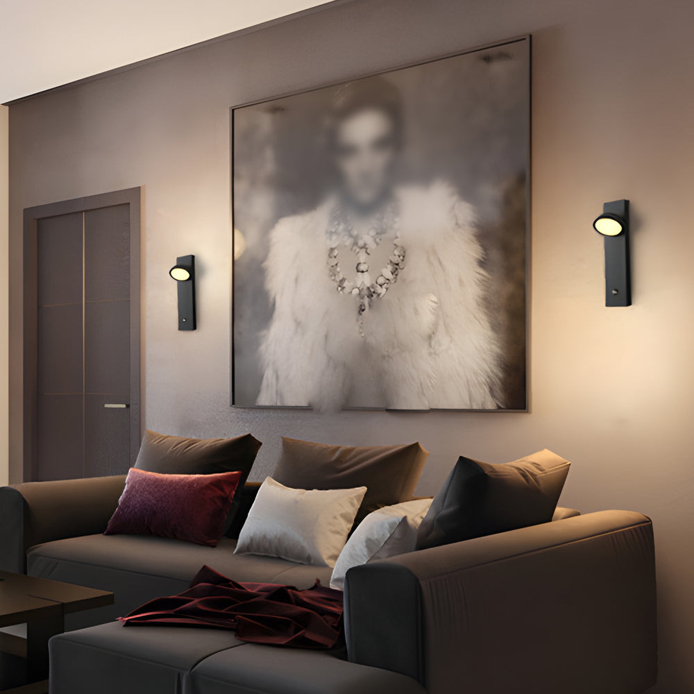 Modern Dimmable LED Wall Sconce with Rotatable Spotlight and Touch Control for Bedroom Reading