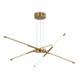 Modern Dimmable Long Strip Sputnik LED Chandelier for Living Room in Gold and Black