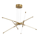 Modern Dimmable Long Strip Sputnik LED Chandelier for Living Room in Gold and Black