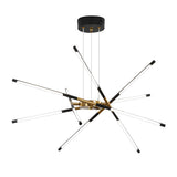 Modern Dimmable Long Strip Sputnik LED Chandelier for Living Room in Gold and Black