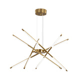 Modern Dimmable Long Strip Sputnik LED Chandelier for Living Room in Gold and Black