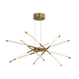 Modern Dimmable Long Strip Sputnik LED Chandelier for Living Room in Gold and Black
