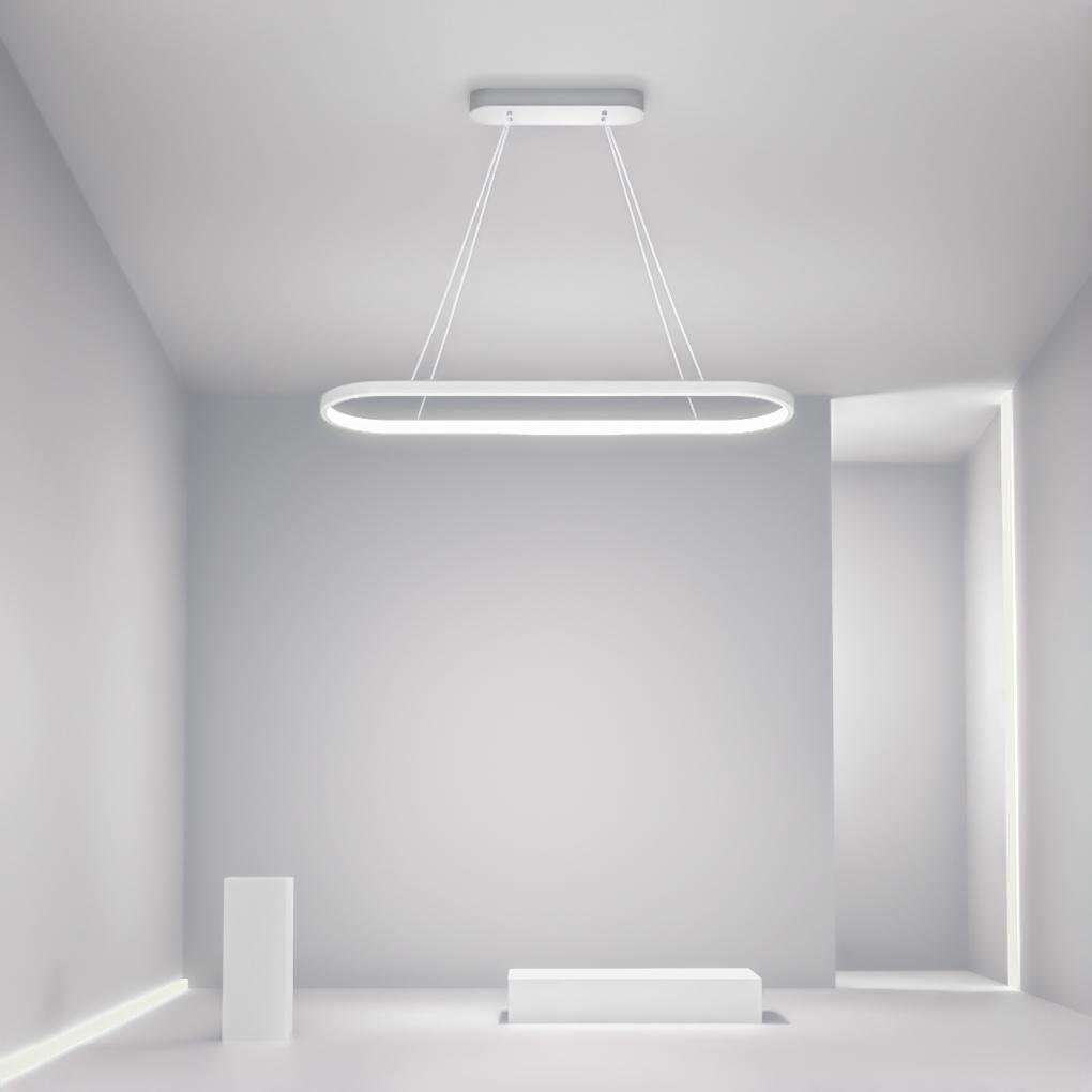 Modern Dimmable Oval LED Pendant Light with Remote Control for Dining Room