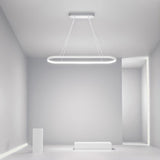 Modern Dimmable Oval LED Pendant Light with Remote Control for Dining Room